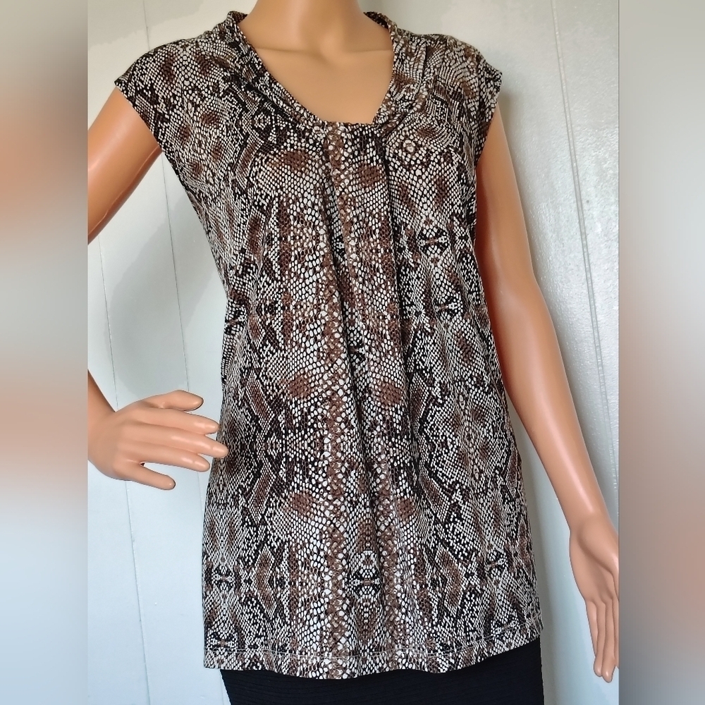 Dana Buchman Brown  Snake Print Blouse Size XL